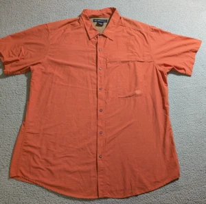 EXOFFICIO Men’s Orange Short Sleeve Striped Button Up Shirt / Size XXL - Picture 1 of 10