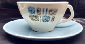 Juego de 4 tazas y platillos atómicos Canonsburg Pottery Temporama vintage de mediados de siglo - Imagen 1 de 5