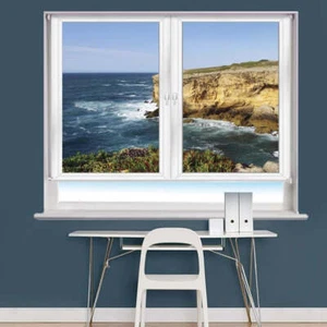Window View White Cliffs Sea Printed Window Roller Blinds Blackout Custom - Picture 1 of 1