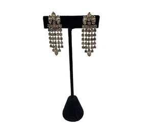 Vintage Weiss Rhinestone Chandelier Clip On Earrings Signed Dangle Estate - Picture 1 of 7