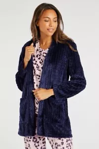 Bon Marche Navy Fleece Edge To Edge Rope Design Bed Jacket Size 12/14 BNWT - Picture 1 of 9