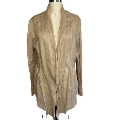 Anthro What Goes Around Comes Around 燕麦片 Ramie Bustle Tailcoat 女式 L 码 — 第 1/4 张图片