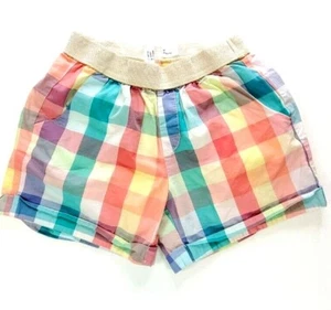 Gap Kids Pastel Plaid Cuffed Slip On Shorts Size Med Reg 22" Waist EUC - Picture 1 of 3
