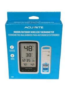 AcuRite Indoor/Outdoor Wireless Thermometer with Humidity and Clock - Picture 1 of 12