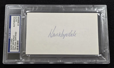 DON DRYSDALE Signed 3x5 Index Card-HOF-LOS ANGELES DODGERS-PSA - Image 1 of 3