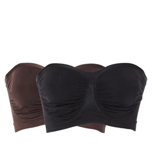 Rhonda Shear 2-pack Bandeau Ahh Bra 773-683 , Black/Dark Brown, Size L - Picture 1 of 5