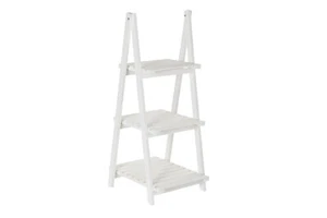 LIBRERIA A SCALA 3 RIPIANI IN LEGNO BIANCO SCAFFALE DA TERRA MULTIUSO - Foto 1 di 4