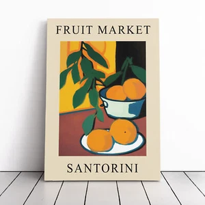 Orange Santorini Fruit Market Exhibition Canvas Wall Art Print Framed Picture - Foto 1 di 5