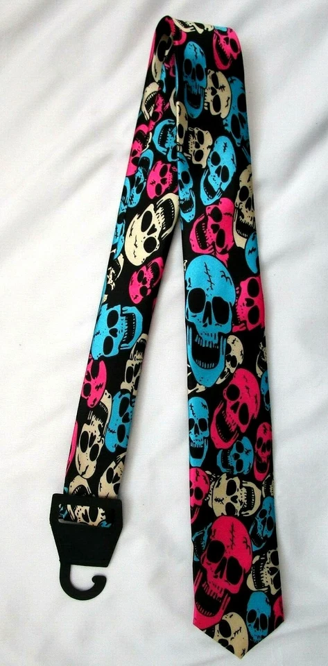 Multi-Color Skulls Unisex Men's Tie Necktie 57" L x 2" W-Skulls Neck Tie-New! - Image 1 of 2