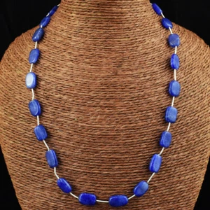 Collar de cuentas genuinas de 105,00 quilates con forma ovalada de zafiro azul extraído en la tierra JK 47E245 - Imagen 1 de 3