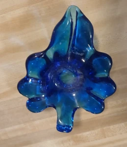 Mundgeblasene blaue Kunst Glas Bonboniere Schmuckstück Kobalt - Bild 1 von 14