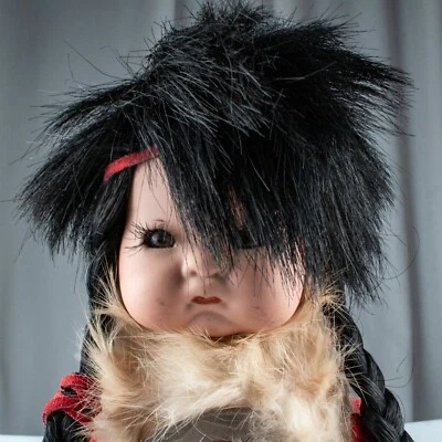 Native American Indian Porcelain Vintage Papoose Cheyenne Boy Doll - Image 1 of 4