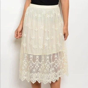 Cream Lace Skirt-Medium-(runs small) - Picture 1 of 4