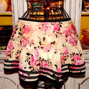 Vintage Betsey Johnson Swim Gypsy Rose Cream Pink Floral Mesh Bikini Dress Skirt - Picture 1 of 7