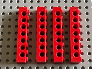 4 x Lego Technic rote Lochstange red bricks with holes 1 x 8 Ref. 3702 - Bild 1 von 1