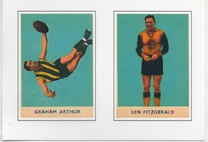 "1963" AFL SOUVENIR POSTCARD - Graham ARTHUR (HAWTHORN) & Len FITZGERALD (STURT)