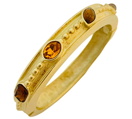 Vintage GIVENCHY matte g crystal designer runway bangle bracelet