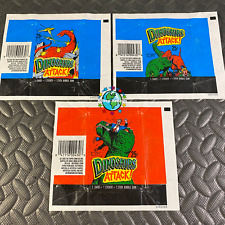 DINOSAURS ATTACK! ALL THREE WAX WRAPPERS 2xBLUE,RED TOPPS 1988 BUY MORE AND $AVE