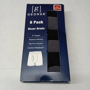 Boxer uomo George cotone elasticizzato slip intimo confezione da 6 pezzi taglia M (32-34) grigio nero - Foto 1 di 4