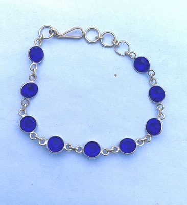925 Sterling Silver Plated Blue Topaz Gemstone Bracelet Jewelry Gift For Her - Image 1 of 4