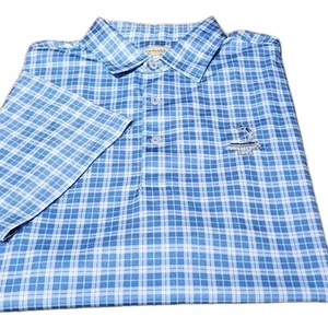 DONALD ROSS-PINEHURST-Blue/Wht Plaid Poly, Mens SS/3B, Summer Golf Shirt-(XL) - Bild 1 von 3