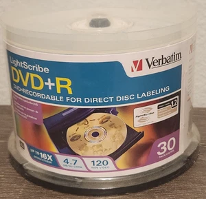 Verbatim LightScribe DVD+R 30 Pack 16x 4.7GB 120min New Sealed Direct Labeling - Afbeelding 1 van 4