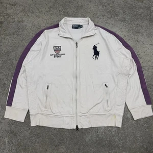 Vintage Polo Ralph Lauren Trainingsjacke Herren X-Large weiß lila Big Pony Reißverschluss - Bild 1 von 11