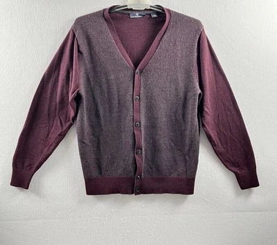 Cárdigan suéter Hart Schaffner Marx 100 % lana merino grande borgoña para hombre Foto 1 de 4