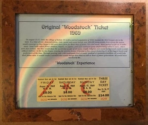 Vintage 1969 Original Woodstock Konzert Drei Tage Ticket gerahmt mit COA - Bild 1 von 6