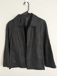 Talbot's Jacket Women's Small Black Irish Linen Long Sleeve Open Casual - Picture 1 of 6