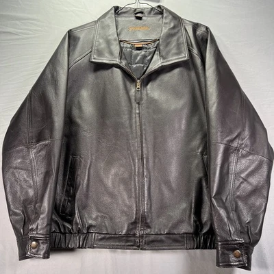 Chaqueta De Colección St Johns Bay Para Hombres XL Cuero Genuino Motociclista Marrón Oscuro Edredón Forrado Foto 1 de 4