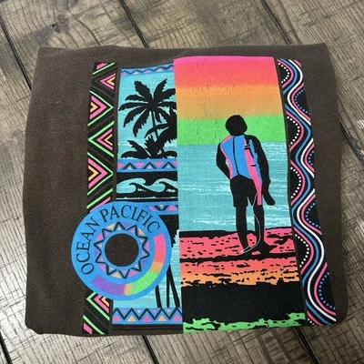 Camiseta Retro OP Ocean Pacific Surf Icons of Culture Marrón De Gran Tamaño Para Hombre Pequeña Foto 1 de 4