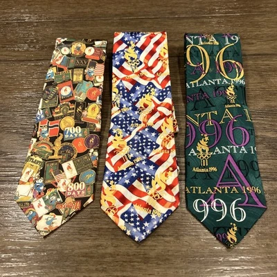 LOTE DE 3 CORBATAS DE SEDA COLECCIÓN RALPH MARLIN SPORT Juegos Olímpicos 1996 Foto 1 de 4