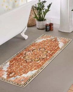 Vintage Bathroom Runner Rugs with Rubber Backing 18"x47" Traditional Oriental... - Picture 1 of 7
