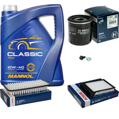 BOSCH Inspektionspaket 5L MANNOL Classic 10W-40 für Citroën Peugeot C1 1.0 107 - Bild 1 von 4