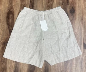 COS Neu mit Etikett beige hellbraun 100 % Leinen Shorts elastischer Bund Größe US 12 Lagenlook - Bild 1 von 10