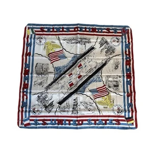 Unique Rare Vtg Original SS UNITED STATES - US Lines Flagship Acetate Scarf - Picture 1 of 1
