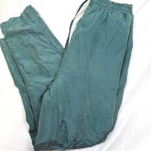 Vintage LaVon Green 100% Silk Pull-On Pants Pockets Lined Sz M Glam - Picture 1 of 7