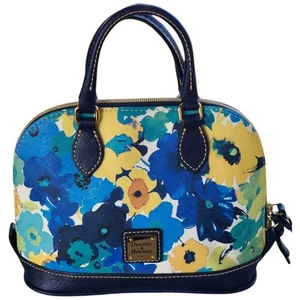 Dooney & Bourke Vintage Satchel Somerset Watercolor Bag Blue Floral Mini Tote - Picture 1 of 16