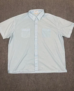 Camicia uomo Idle Time con bottoni taglia 3XL blu manica corta tasche sul petto 100% poli - Foto 1 di 6