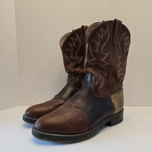Stivali DOUBLE H ROPER western cowboy marrone 3 toni DH3592 uomo 9,5 EE extra larghi - Foto 1 di 11