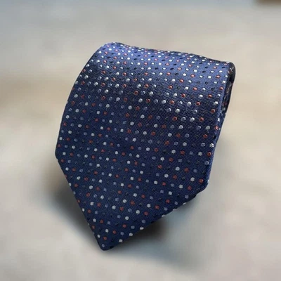 Corbata Lanvin Azul Marino Punto Seda Hombre Clásica Elegante Accesorios Foto 1 de 4