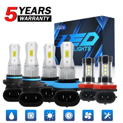 Se adapta a Lincoln MKX 2007-2010 6x 10000K LED Faro Alto+Bajo+K Kit de bombillas antiniebla Foto 1 de 4