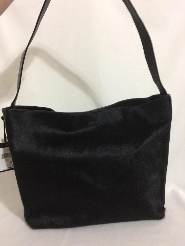 DKNY Peggy Medium Hobo Black Genuine Calf Hair Leather Ap706