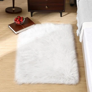Goolela White Fluffy Faux Fur Rug for Bedroom Faux Sheepskin Rug 2X3 White Fuzzy - Picture 1 of 12