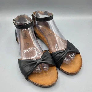Sandali Miz Mooz donna 10 neri pelle cinturino alla caviglia fiocco piatto scarpe boho - Foto 1 di 13