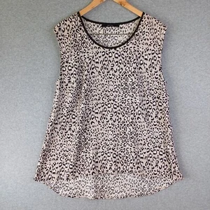 Decjuba Top Womens 12 Brown T-Shirt Animal Print Sleeveless Relaxed Casual - Picture 1 of 10