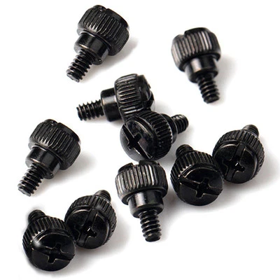 10  PC Computer Case Thumb Screws 6-32 Toolless Modding Black - Image 1 of 4