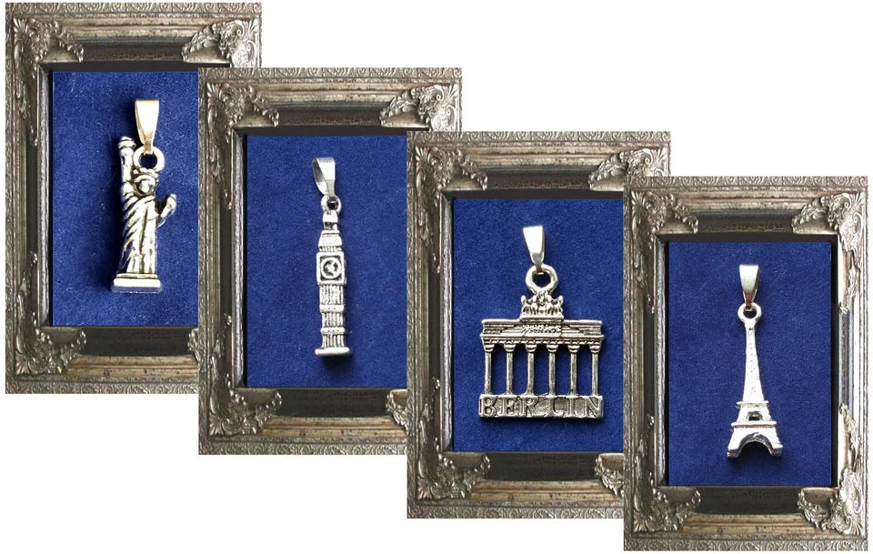 KETTENANHÄNGER EIFFELTURM BIG BEN FREIHEITSSTATUE BRANDENBURGER TOR silber KETTE - Bild 1 von 1