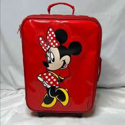 Disney Minnie Mouse Kid's Bright Red Polka Dot Suitcase GUC Vintage Travel Bag - Image 1 of 4